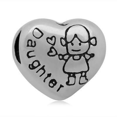 Bead with inscription Daughter of surgical steel