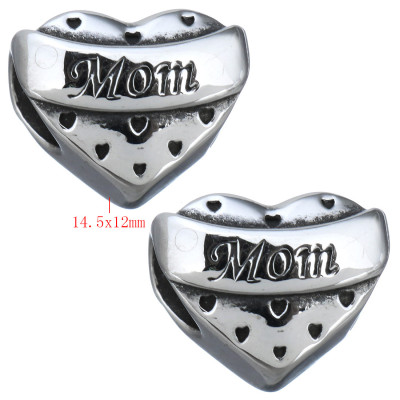 Heart bead with inscription Mum or Grandma of surgical steel