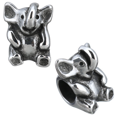 Surgical steel elephant bead