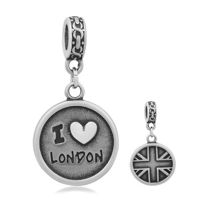 I love London pendant in antique silver steel patina