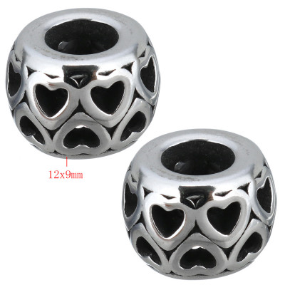 Bead with cut heart surgical steel