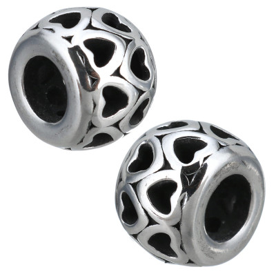 Bead with cut heart surgical steel