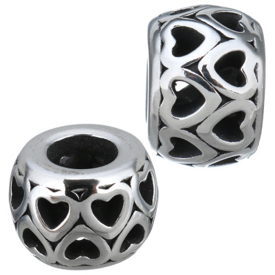 Bead with cut heart surgical steel