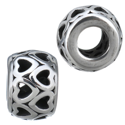 Bead with cut heart surgical steel