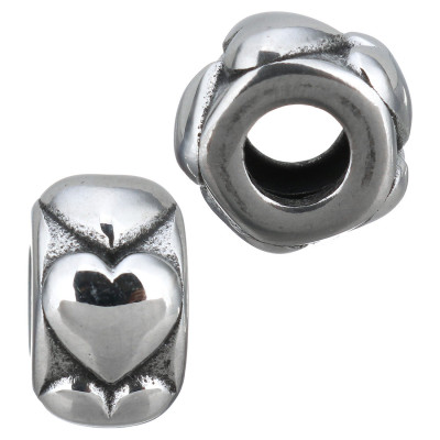 Surgical steel bead with embossed hearts