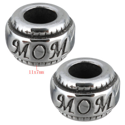 Surgical steel bead with inscription MOM