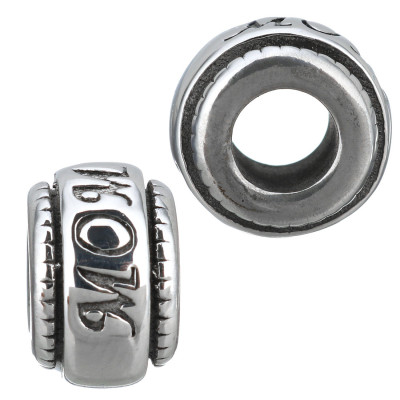Surgical steel bead with inscription MOM