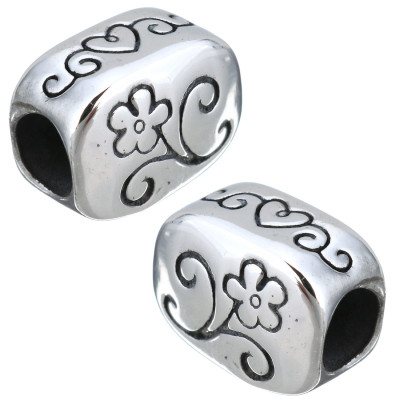 Bead with flower and inscription Daughter of surgical steel