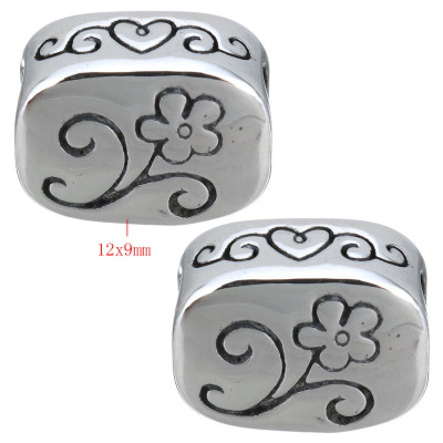 Bead with flower and inscription Daughter of surgical steel