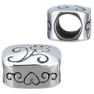 Bead with flower and inscription Daughter of surgical steel