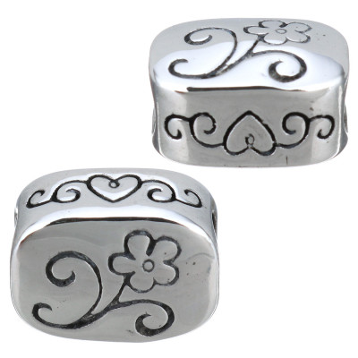 Bead with flower and inscription Daughter of surgical steel