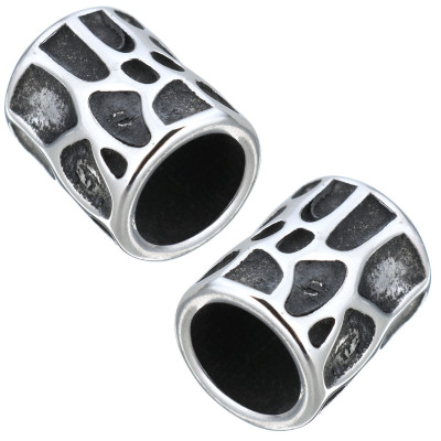 Korálek s velkým průvlekem TRUBIČKA  starostíbrná patina chirurgická ocel