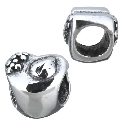 Heart bead of surgical steel 9.5 x 9mm