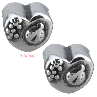 Heart bead of surgical steel 9.5 x 9mm