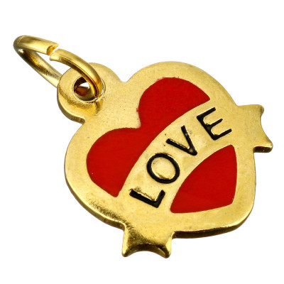 Heart with the inscription LOVE in two color variants of surgical steel