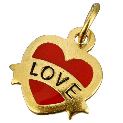 Heart with the inscription LOVE in two color variants of surgical steel