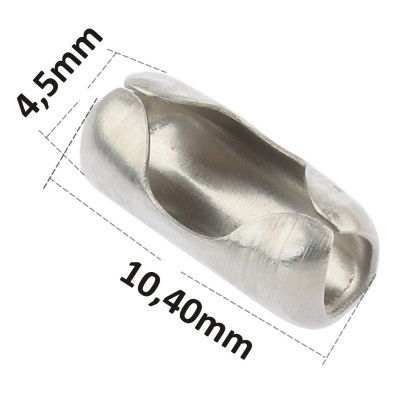 304 Stainless Steel Ball Chain Connectors 10,40 x 4,5mm