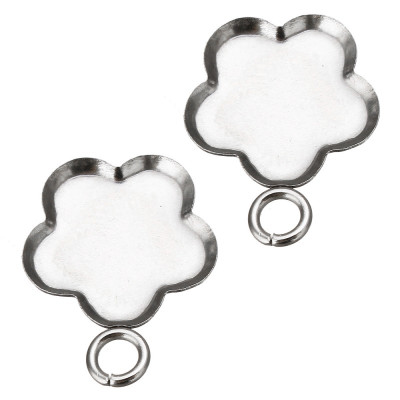 Pendant flower bed small12,5 x 16mm from surgical steel