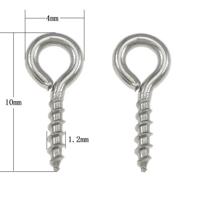 Surgical steel 10 x 4mm threaded hook