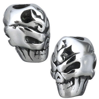 Bead decorated with surgical steel skull