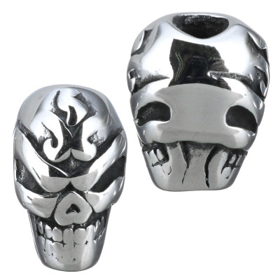 Bead decorated with surgical steel skull