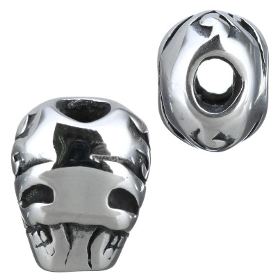 Bead decorated with surgical steel skull
