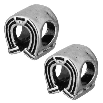 Bead ringing horseshoe in two color variants of surgical steel