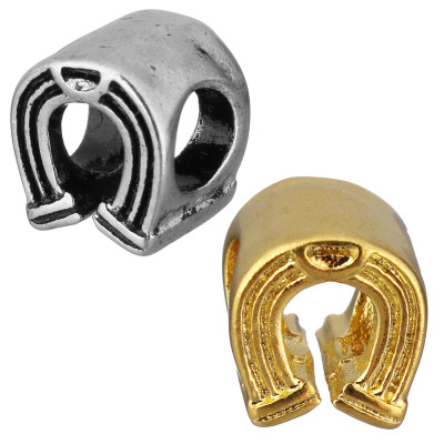 Bead ringing horseshoe in two color variants of surgical steel