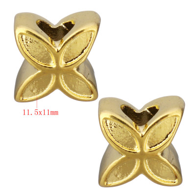 Flower-shaped bead in two color variants of surgical steel