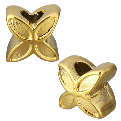 Flower-shaped bead in two color variants of surgical steel