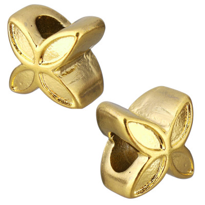 Flower-shaped bead in two color variants of surgical steel