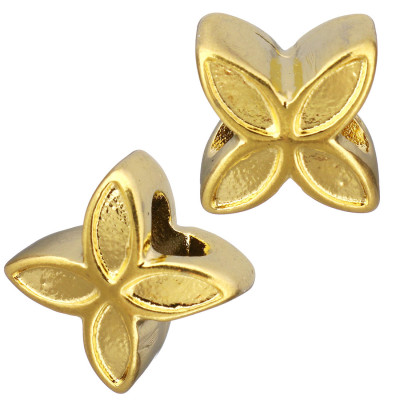 Flower-shaped bead in two color variants of surgical steel