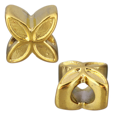 Flower-shaped bead in two color variants of surgical steel