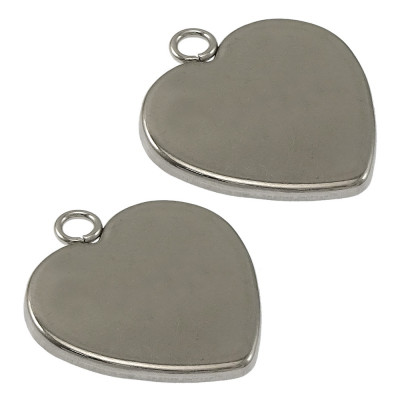 Heart pendant bed 20 x 21.5mm in surgical steel