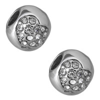 
Bead with a large drawstring rhinestone heart
in gold plating or without surface treatment

