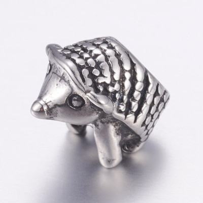 Surgical steel hedgehog bead