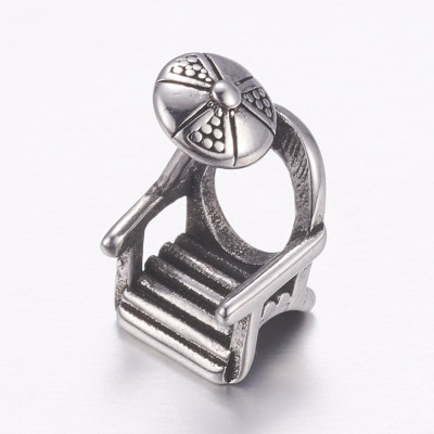 Bead with a large steel surgical steel beach chair