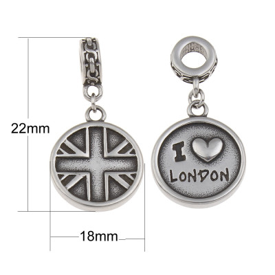 I love London pendant in antique silver steel patina