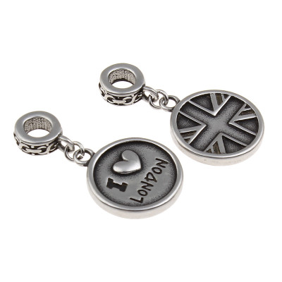 I love London pendant in antique silver steel patina