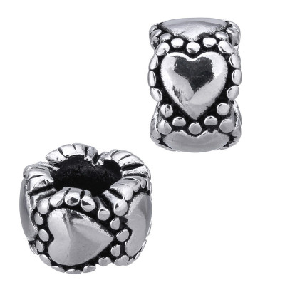 Large bead decorated with surgical steel hearts