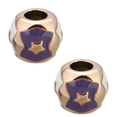 Korálek galvanizace Rose Gold Fialový email