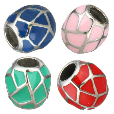 Enamel bead made of surgical steel