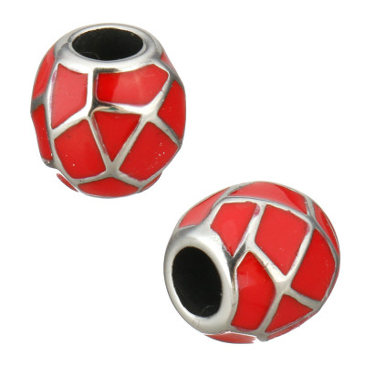 Enamel bead made of surgical steel