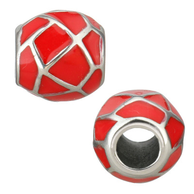 Enamel bead made of surgical steel