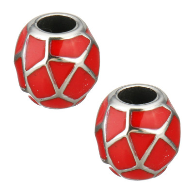 Enamel bead made of surgical steel