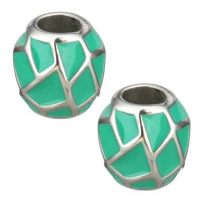 Enamel bead made of surgical steel