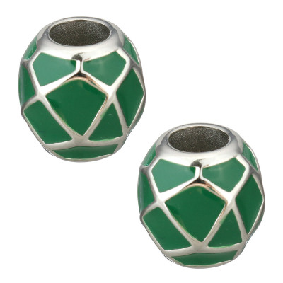 Enamel bead made of surgical steel