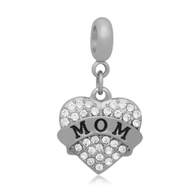 Heart with chatons from MOM inscription made of surgical steel