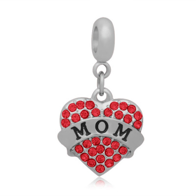 Heart with chatons from MOM inscription made of surgical steel