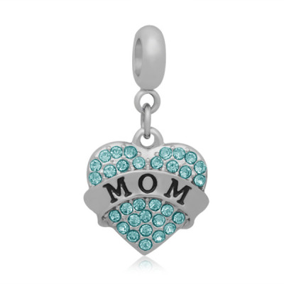 Heart with chatons from MOM inscription made of surgical steel